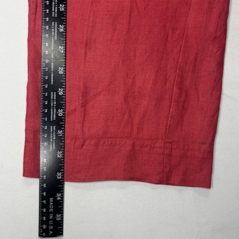 Cherokee Women's 100% Linen Cropped Pants Coral Pink Size 12 Wide Leg Pants - Picture 12 of 14